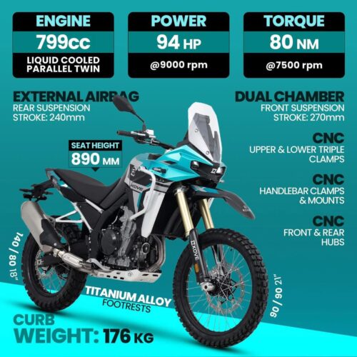 KOVE MOTO 800X RALLY in Aktion auf einem Offroad-Trail