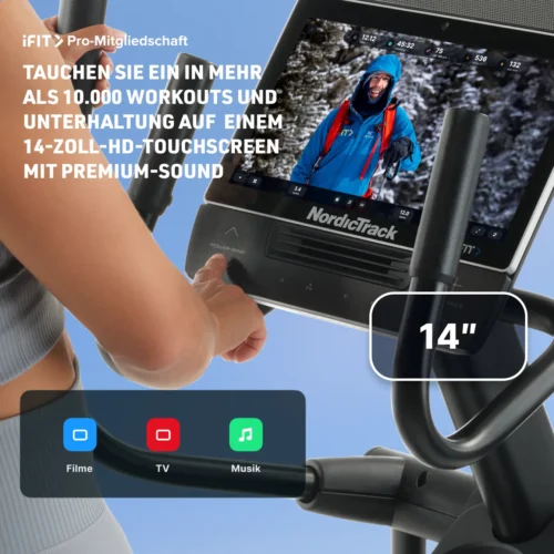 NordicTrack AirGlide 14i Crosstrainer mit 14’’ Touchscreen, Steigung -5 % bis +15 % und iFIT