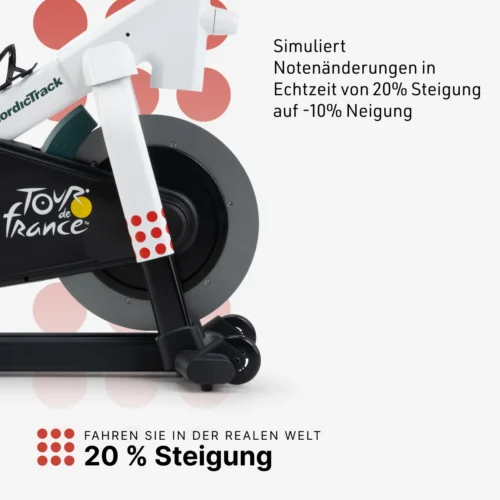 Tour de France Indoor Bike mit 24'' Touchscreen, Steigung bis 20 % und Profi-iFIT Workouts