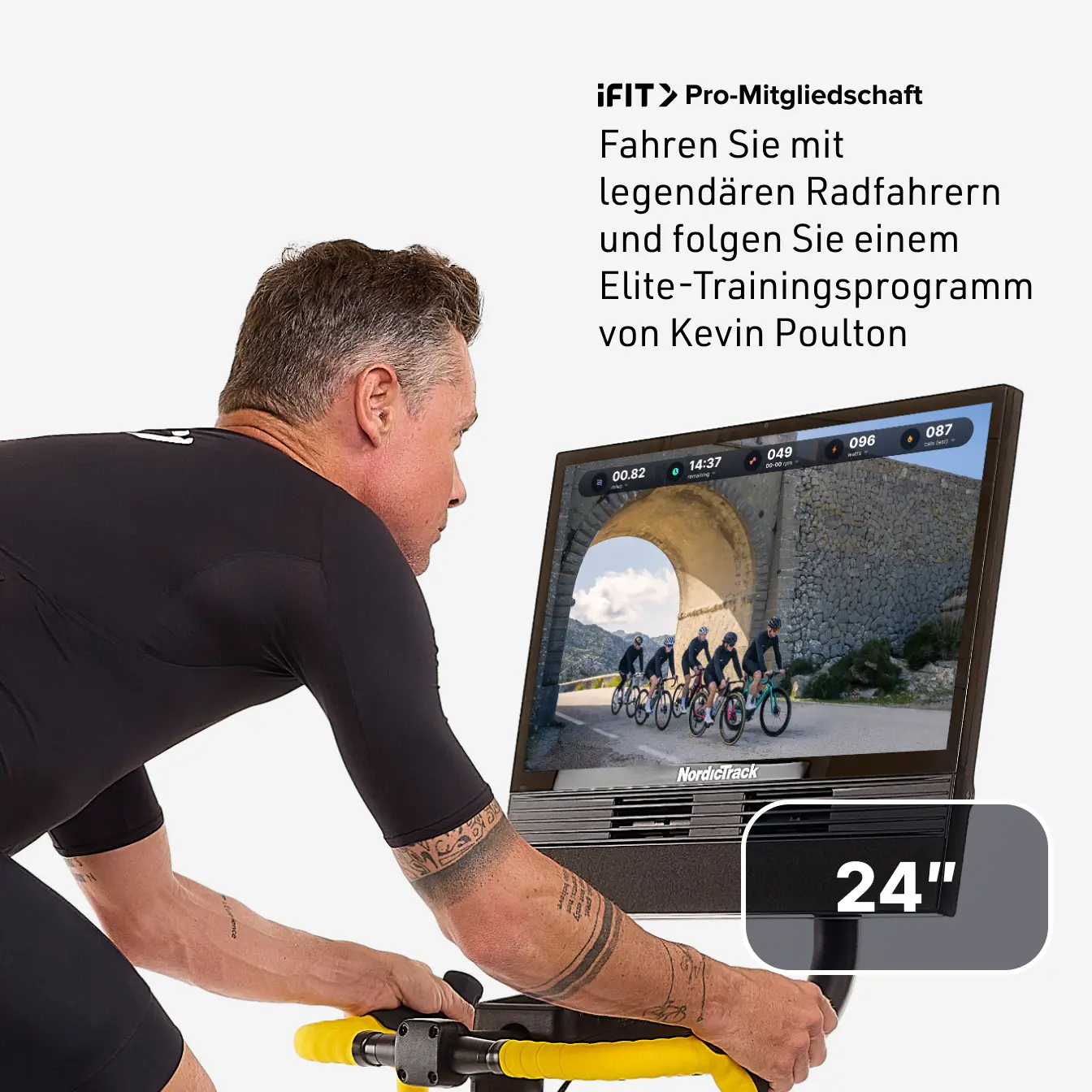 Tour de France Indoor Bike 5 Tour de France Indoor Bike mit 24'' Touchscreen, Steigung bis 20 % und Profi-iFIT Workouts