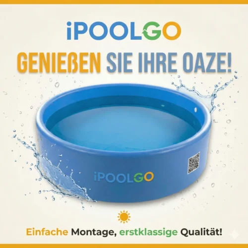 IPoolGo Rundpool 3,7 m x 1,2 m | Blau | Sandfilteranlage 8.700 L/h, Leiter 1,2 m, elektrische Luftpumpe | Ihre Sommeroase für Zuhause